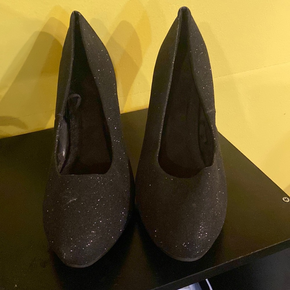 Black glitter heels size 12